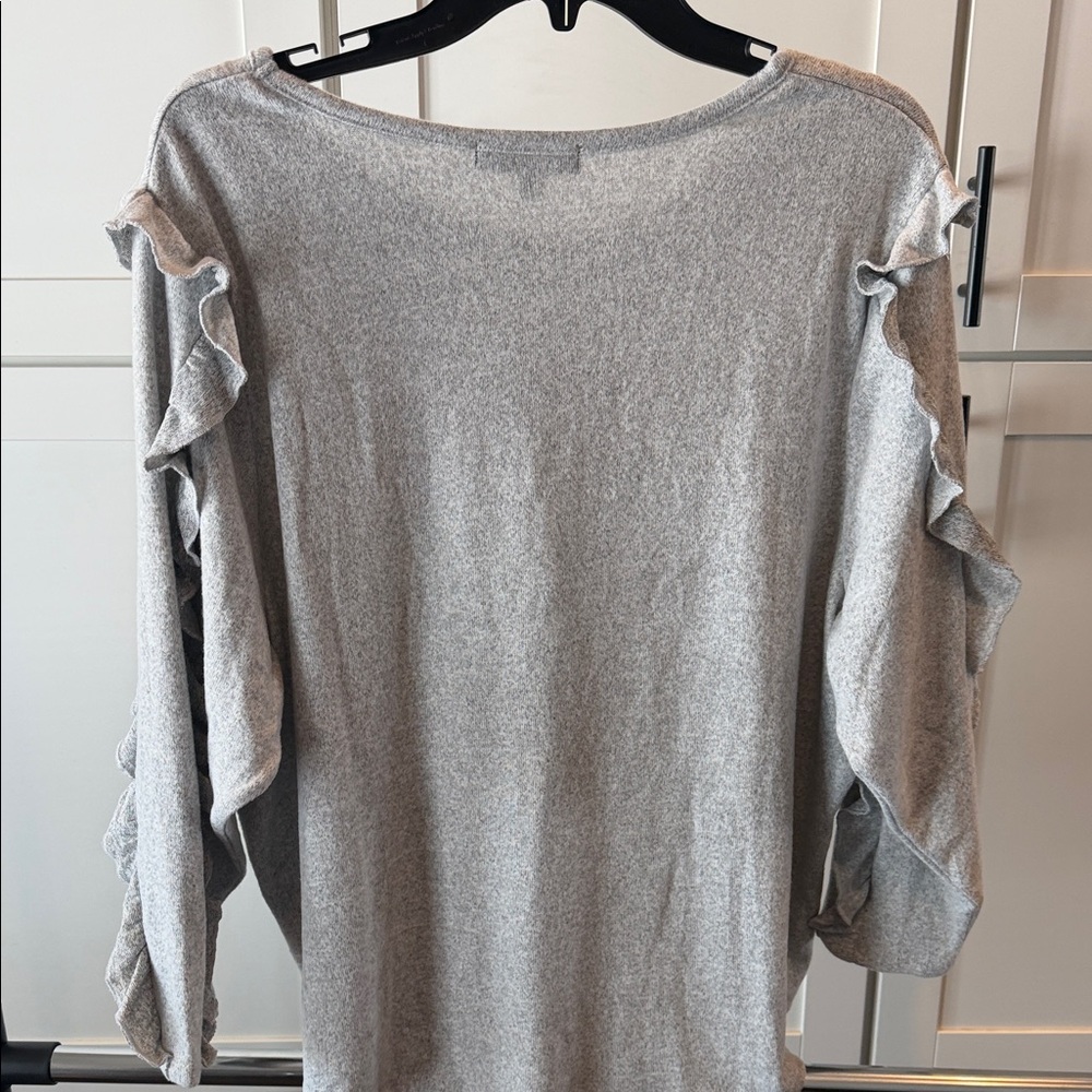 Gray Ruffle Sleeve Sweatshirt - Picture 7 of 7